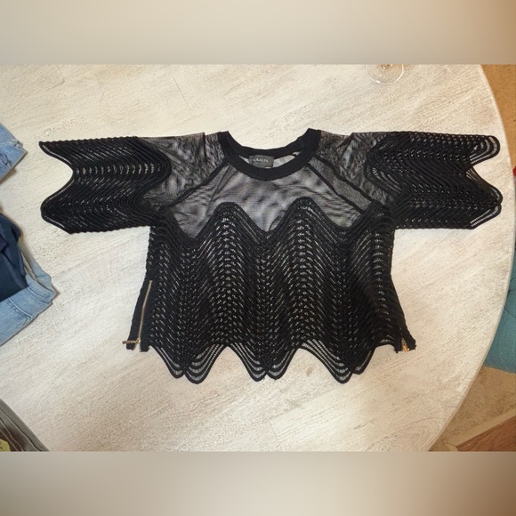 Gracia Tops - Gracia Black Sheer Lace Blouse